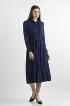 كيتشن فستان قميص سادة بأزرار أمامية برباط