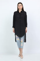 كيتشن فستان تصميم قميص نسائي طويل سادة