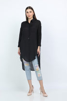 كيتشن فستان تصميم قميص نسائي طويل سادة