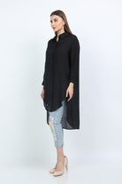 كيتشن فستان تصميم قميص نسائي طويل سادة