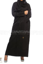 جوهرة عباية قماش ملكي كلاسيكية بشك و خياطه مقلوبه أسود