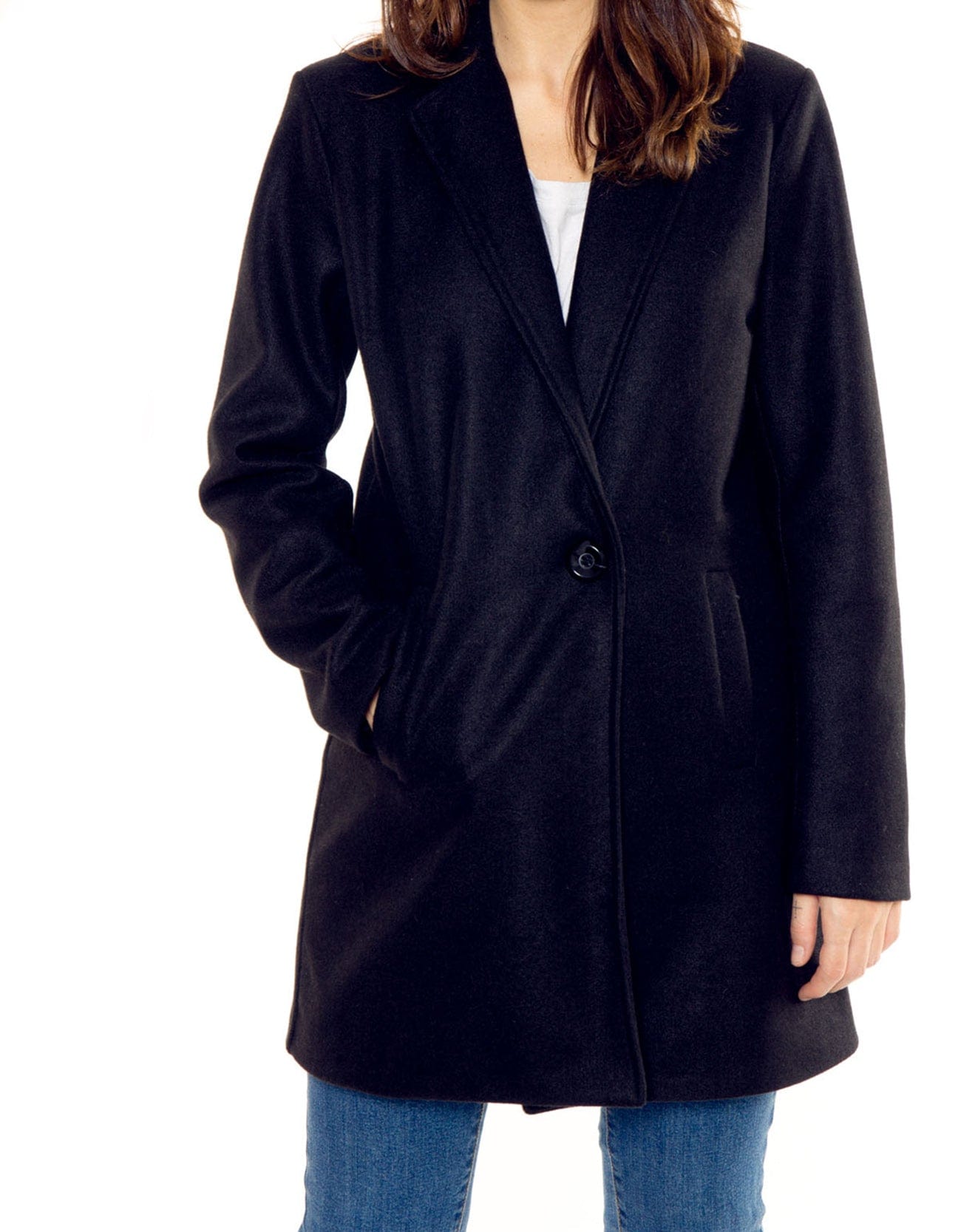 شانا جاكيت طويل بجيوب أمامية أسود