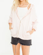 شانا جاكيت سادة كم طويل بسحاب الكاكي