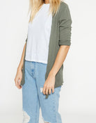 شانا جاكيت سادة كم طويل مفتوح نسائي