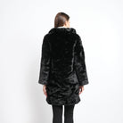 داليدرس جاكيت فرو طويل كم طويل نسائي أسود