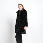 داليدرس جاكيت فرو طويل كم طويل نسائي أسود