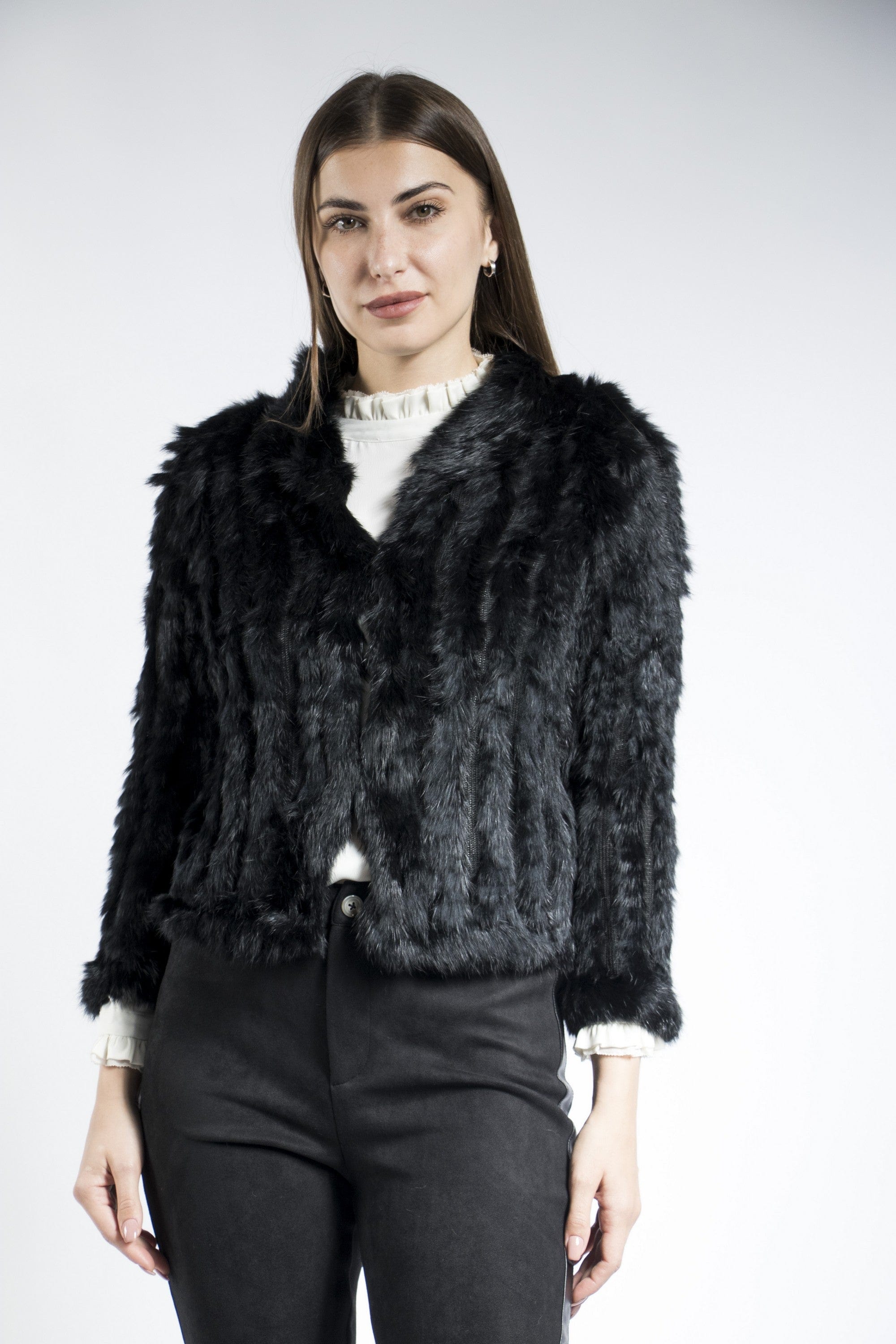 داليدرس جاكيت فرو قصير كم طويل نسائي أسود