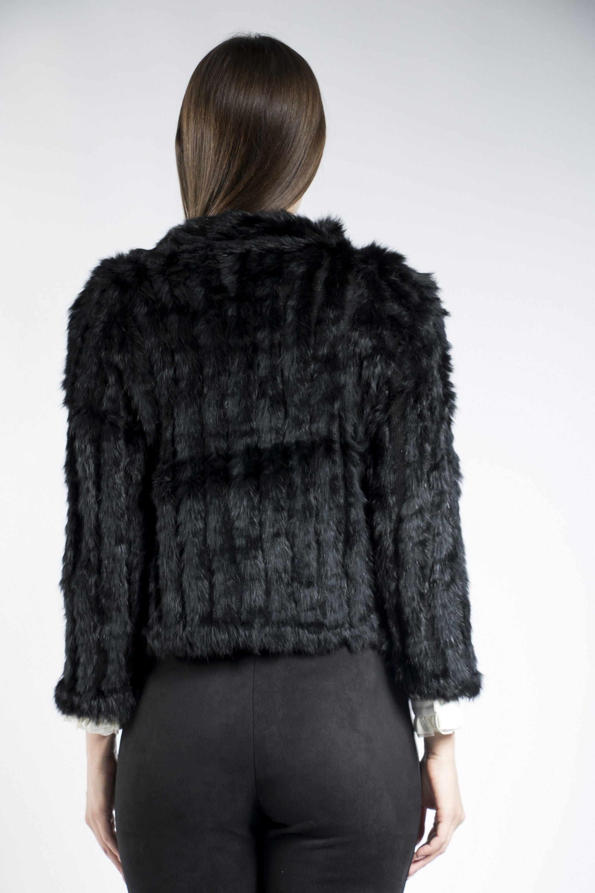 داليدرس جاكيت فرو قصير كم طويل نسائي أسود