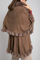 داليدرس شال سادة كم طويل مزين بالفرو نسائي