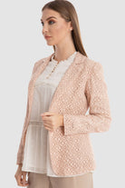 داليدرس جاكيت نسائي قصير دانتيل كم طويل نسائي وردي