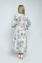 داليدرس جاكيت منقوش بنقشة ورود كم طويل نسائي متعدد الألوان