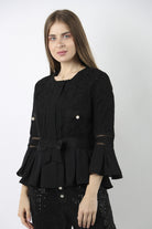 داليدرس جاكيت دانتيل مزين بفيونكة أمامية نسائي