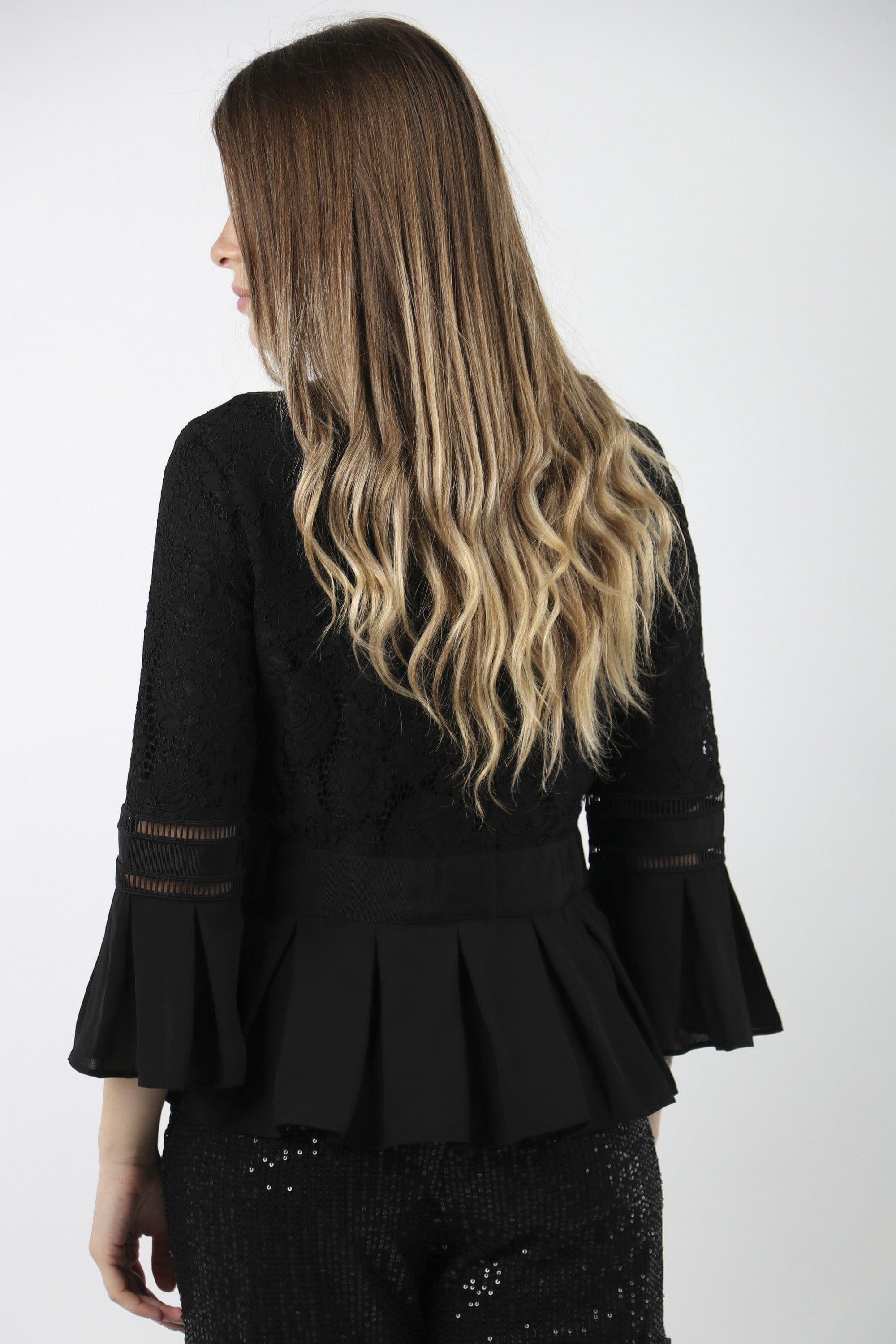 داليدرس جاكيت دانتيل مزين بفيونكة أمامية نسائي