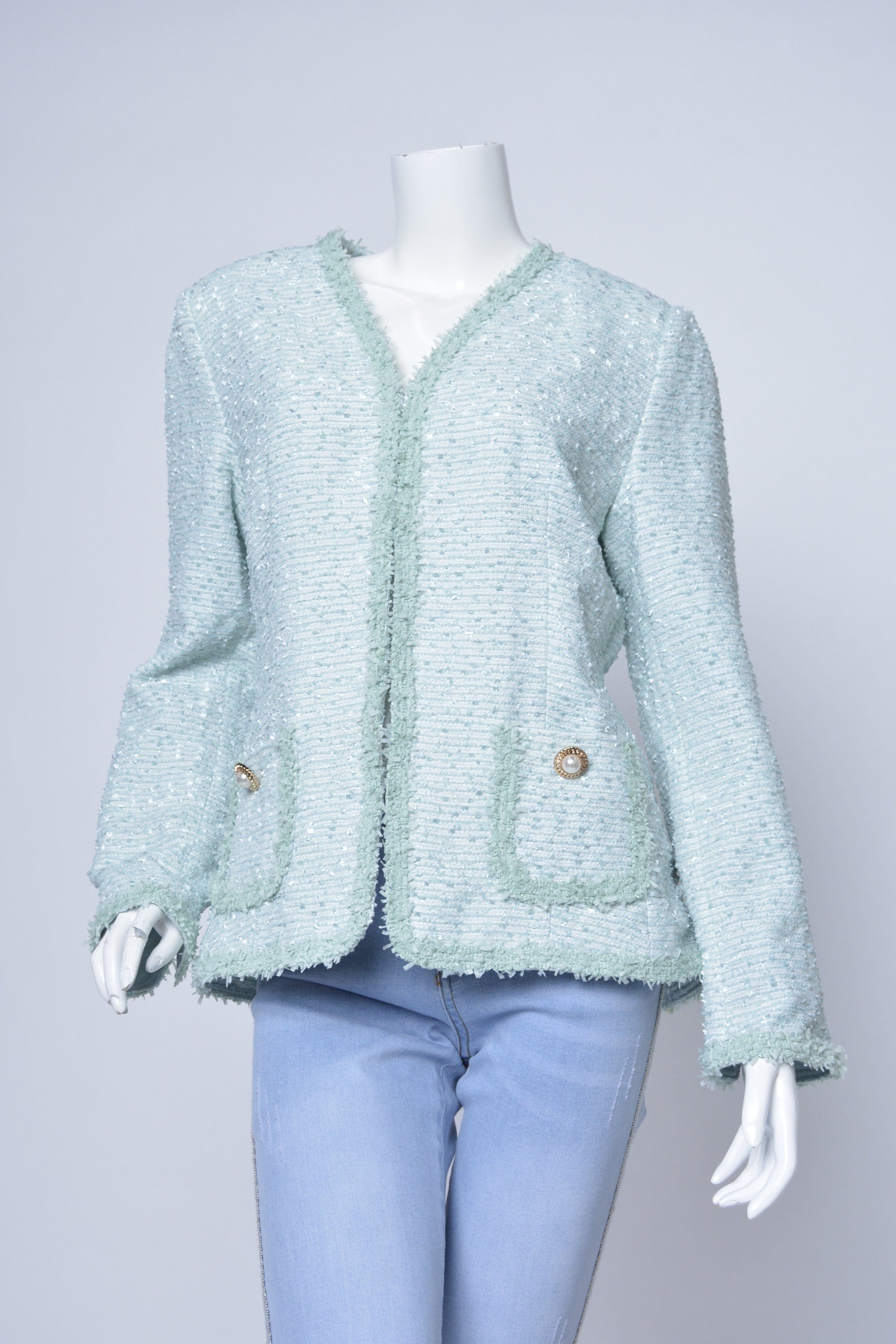 داليدرس جاكيت بجيوب أمامية بزراير كم طويل نسائي أزرق