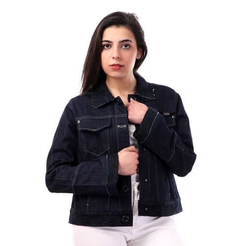 داليدرس جاكيت جينز قصير كم طويل نسائي جينز داكن