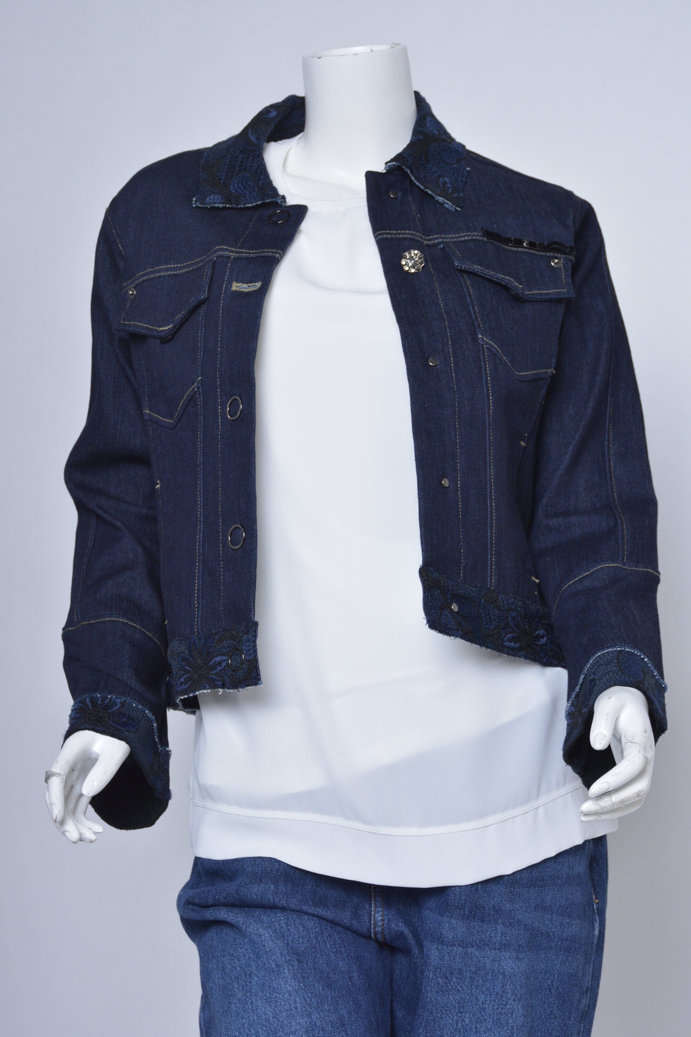 داليدرس جاكيت جينز قصير كم طويل نسائي جينز داكن