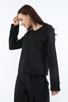 داليدرس بلوزة طويلة الأكمام مخرم واسع أوف وايت