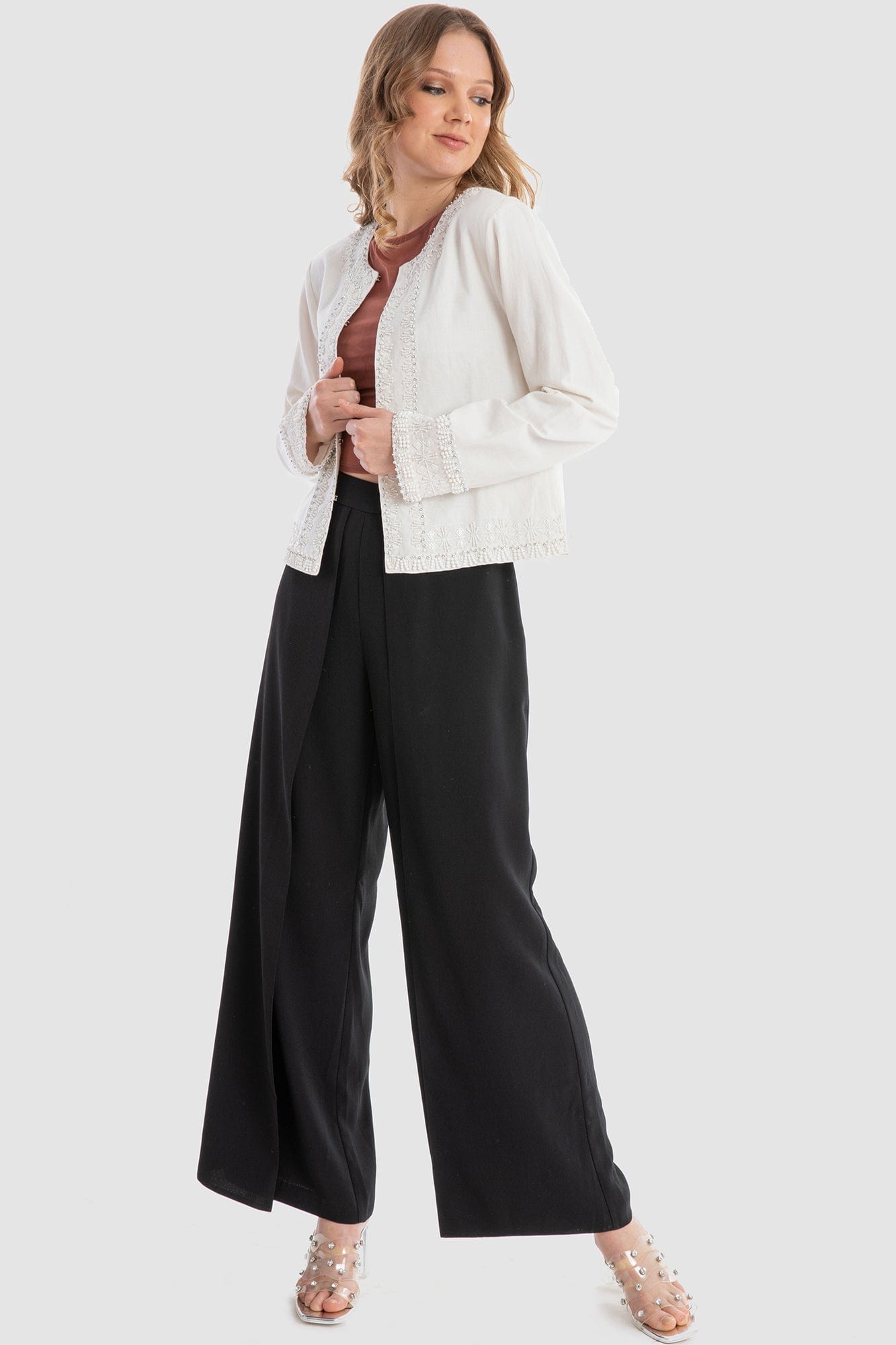 داليدرس كارديجان قصير كم طويل مع تطريزات