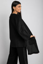 داليدرس جاكيت من جلد الغزال بجيب جلدي أسود