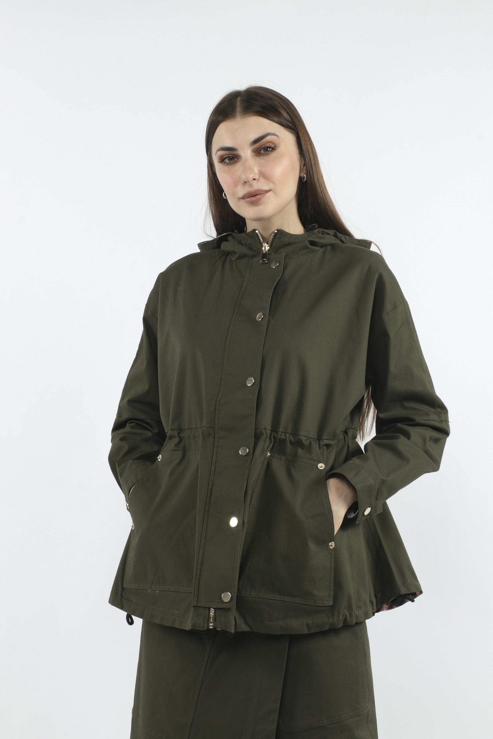 داليدرس جاكيت سفاري سادة مخصر كم طويل نسائي بني فاتح