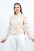 داليدرس جاكيت مخرم قصير كم طويل نسائي رمادي