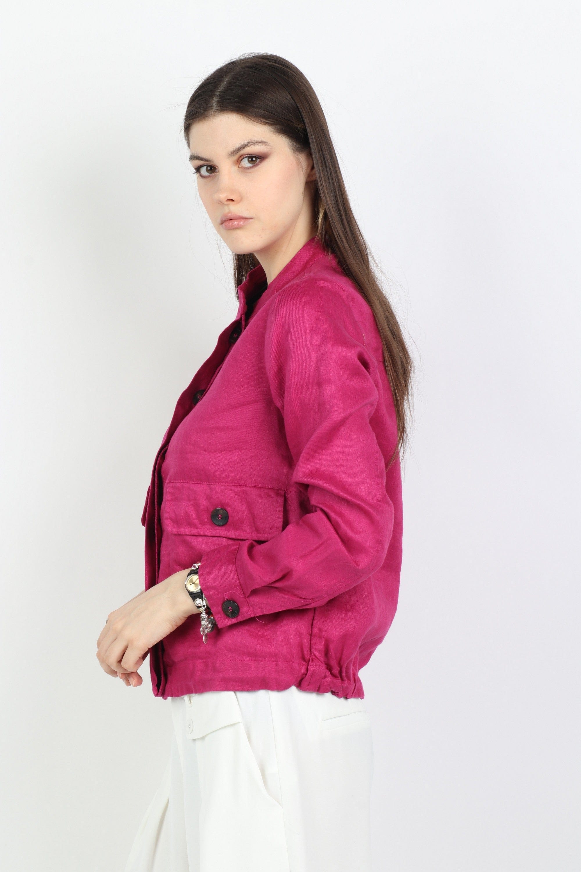 داليدرس جاكيت قصير بجيوب أمامية كم طويل نسائي