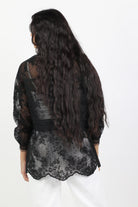 داليدرس جاكيت دانتيل بأزرار وحزام على الخصر كم طويل نسائي