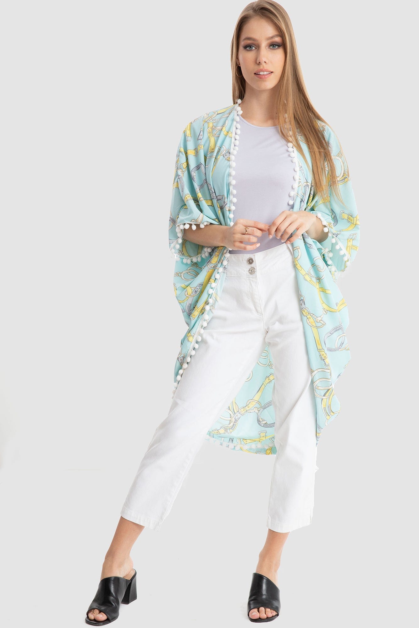 داليدرس كيمونو منقوش مزين بالكرات نسائي