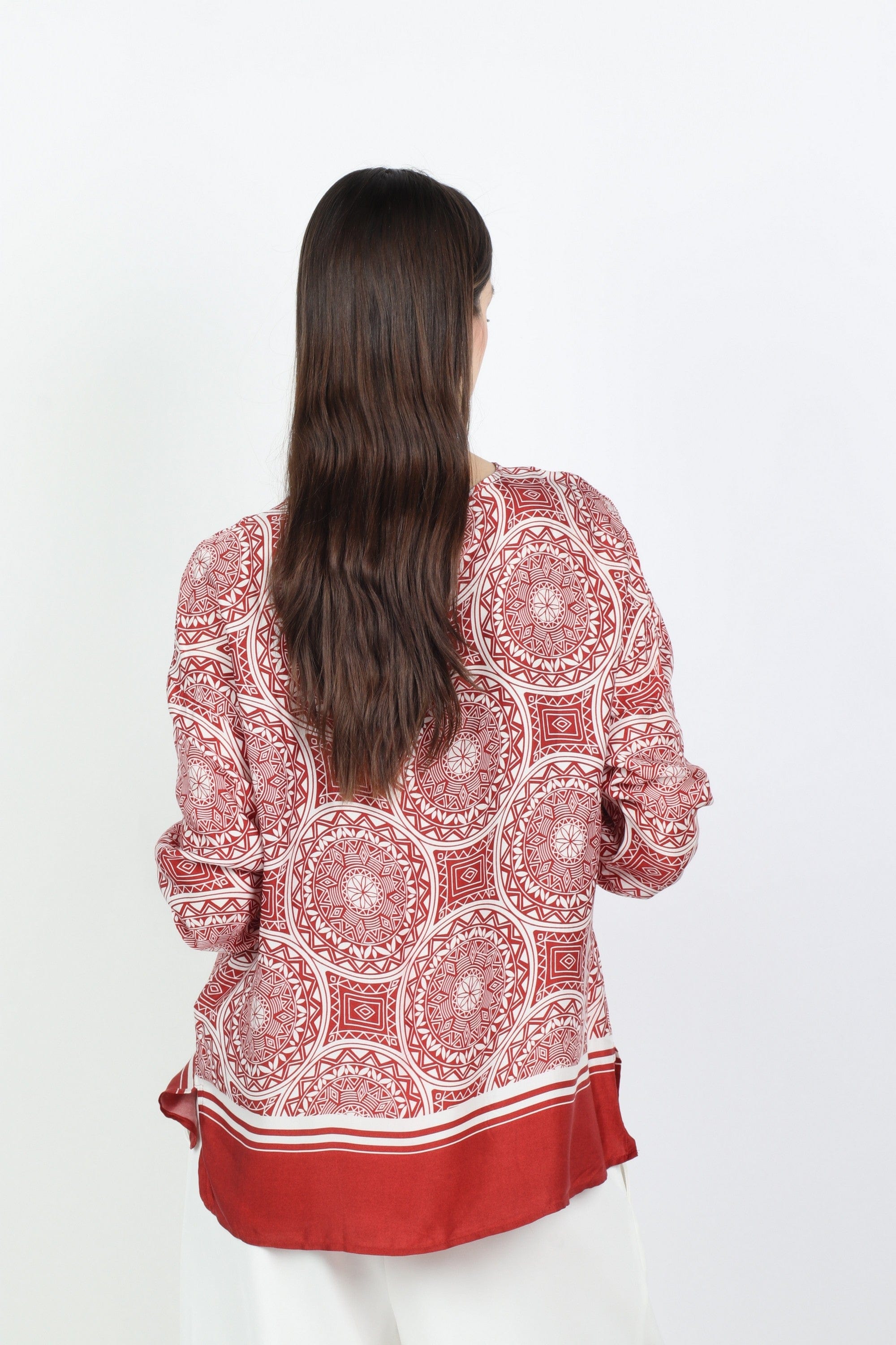 داليدرس كارديجان منقوش واسع بكم طويل نسائي أحمر برتقالي