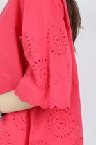 داليدرس بلوزة واسعة منقوشة من أسفل كم طويل واسع نسائي