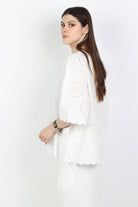 داليدرس بلوزة واسعة منقوشة من أسفل كم طويل واسع نسائي