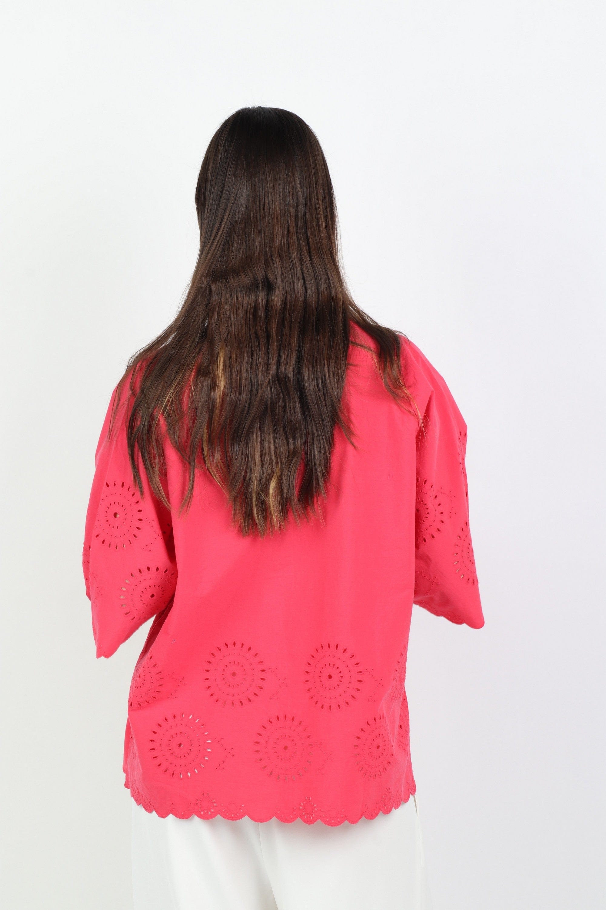 داليدرس بلوزة واسعة منقوشة من أسفل كم طويل واسع نسائي