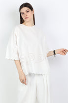 داليدرس بلوزة واسعة منقوشة من أسفل كم طويل واسع نسائي