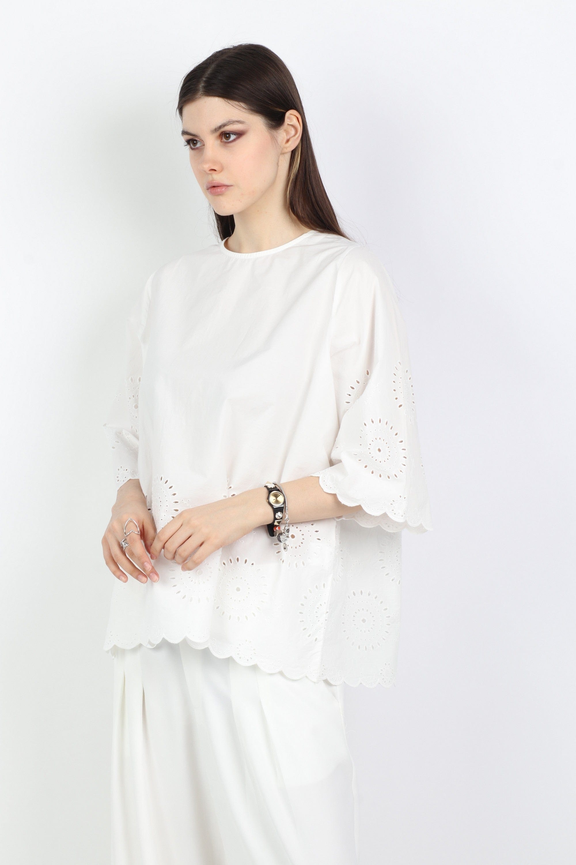 داليدرس بلوزة واسعة منقوشة من أسفل كم طويل واسع نسائي