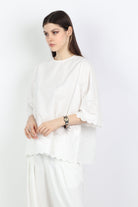 داليدرس بلوزة واسعة منقوشة من أسفل كم طويل واسع نسائي