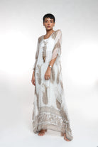 داليدرس قفطان منقوش واسع كم طويل نسائي أوف وايت