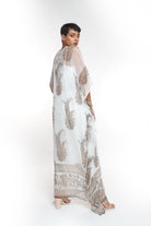 داليدرس قفطان منقوش واسع كم طويل نسائي أوف وايت