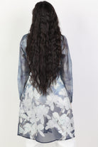 داليدرس فستان قصير ناعم مشجر كم طويل أزرق