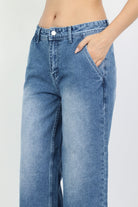 داليدرس بنطلون واسع جينز بنقشة من أسفل نسائي بني