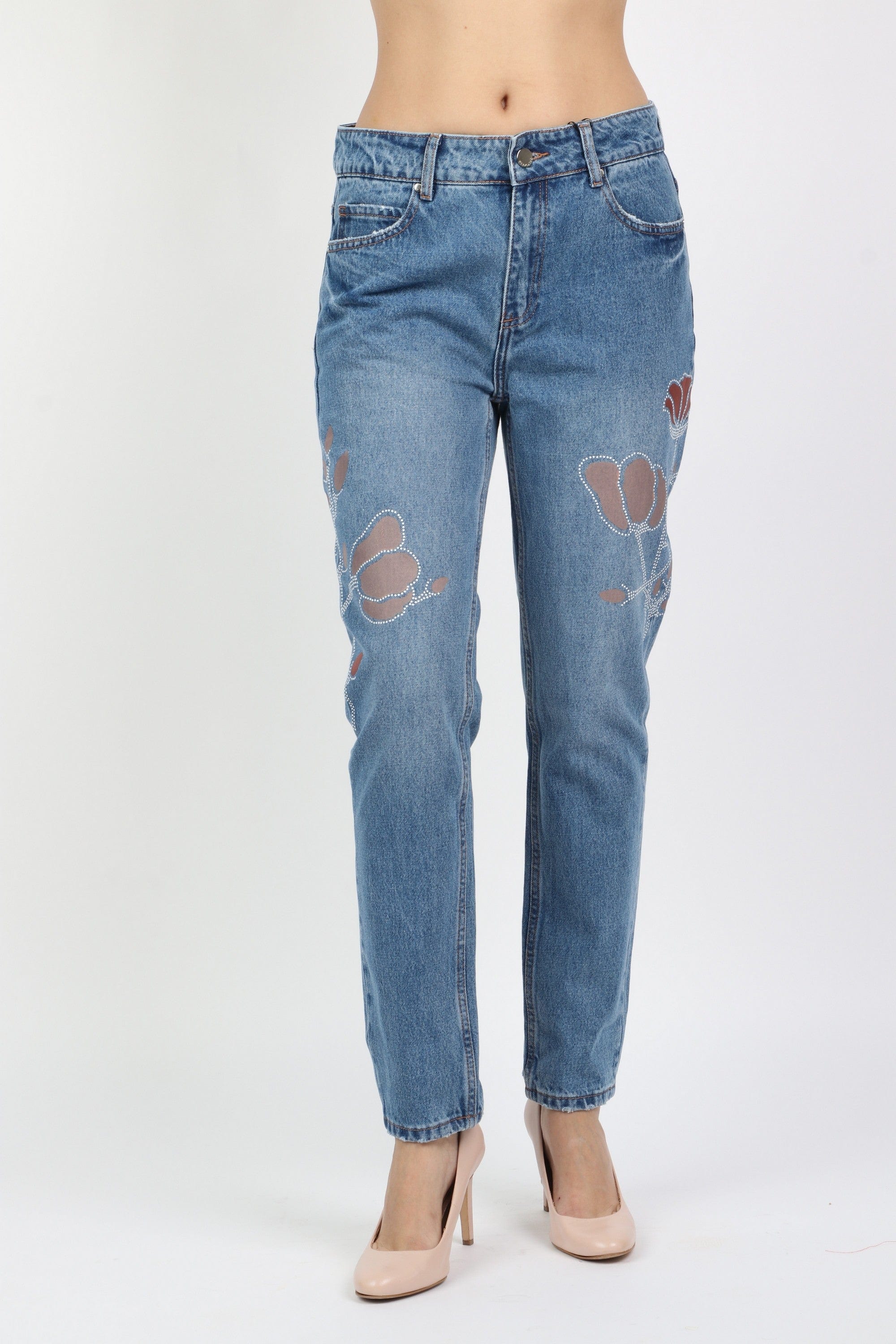 داليدرس بنطلون جينز بوي فريند مشقق أزرق فاتح