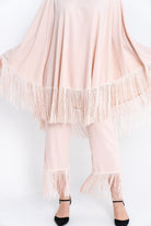 داليدرس بنطلون نسائي ميدي مزين بشراشيب الكاكي