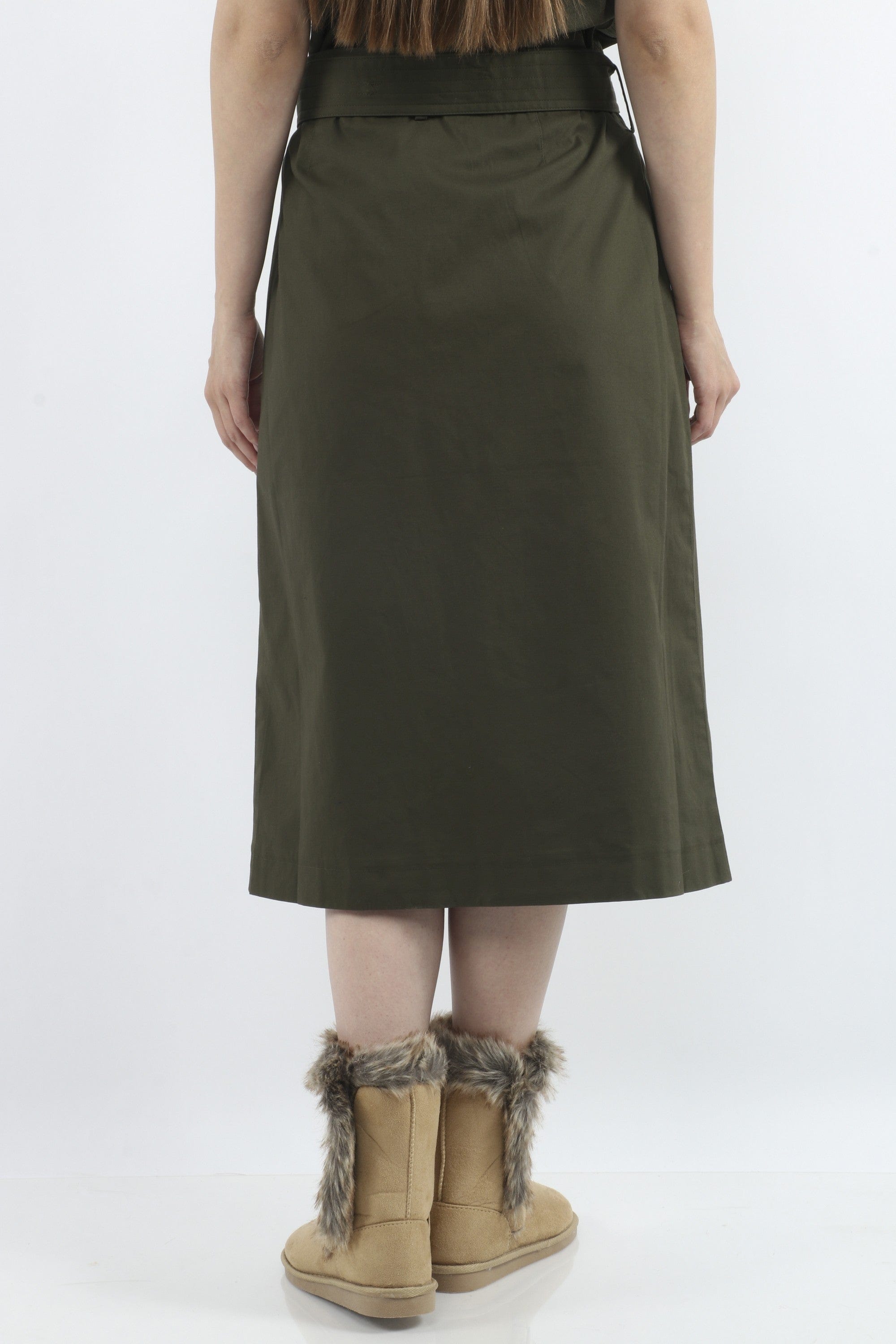 داليدرس تنورة سفاري بجيوب جانبية سادة نسائي بني فاتح