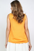 داليدرس بلوزة نسائية مطرزة من الأمام بدون أكمام