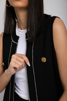 داليدرس فيست طويل محبوك سادة بلا أكمام أسود/أبيض