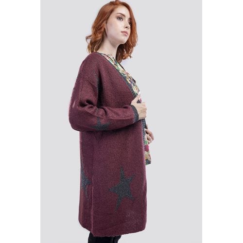 داليدرس كارديجان واسع كم طويل بنقشة نجوم نسائي