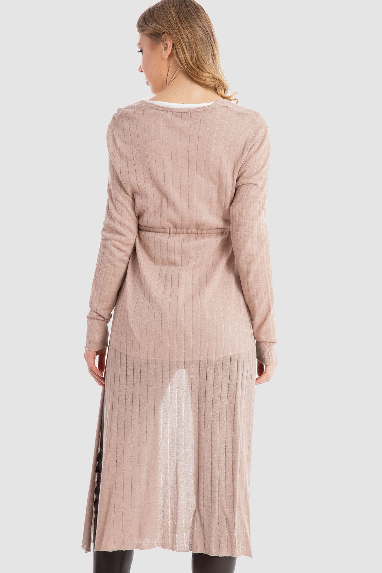 داليدرس كارديجان طويل مخصر كم طويل نسائي وردي