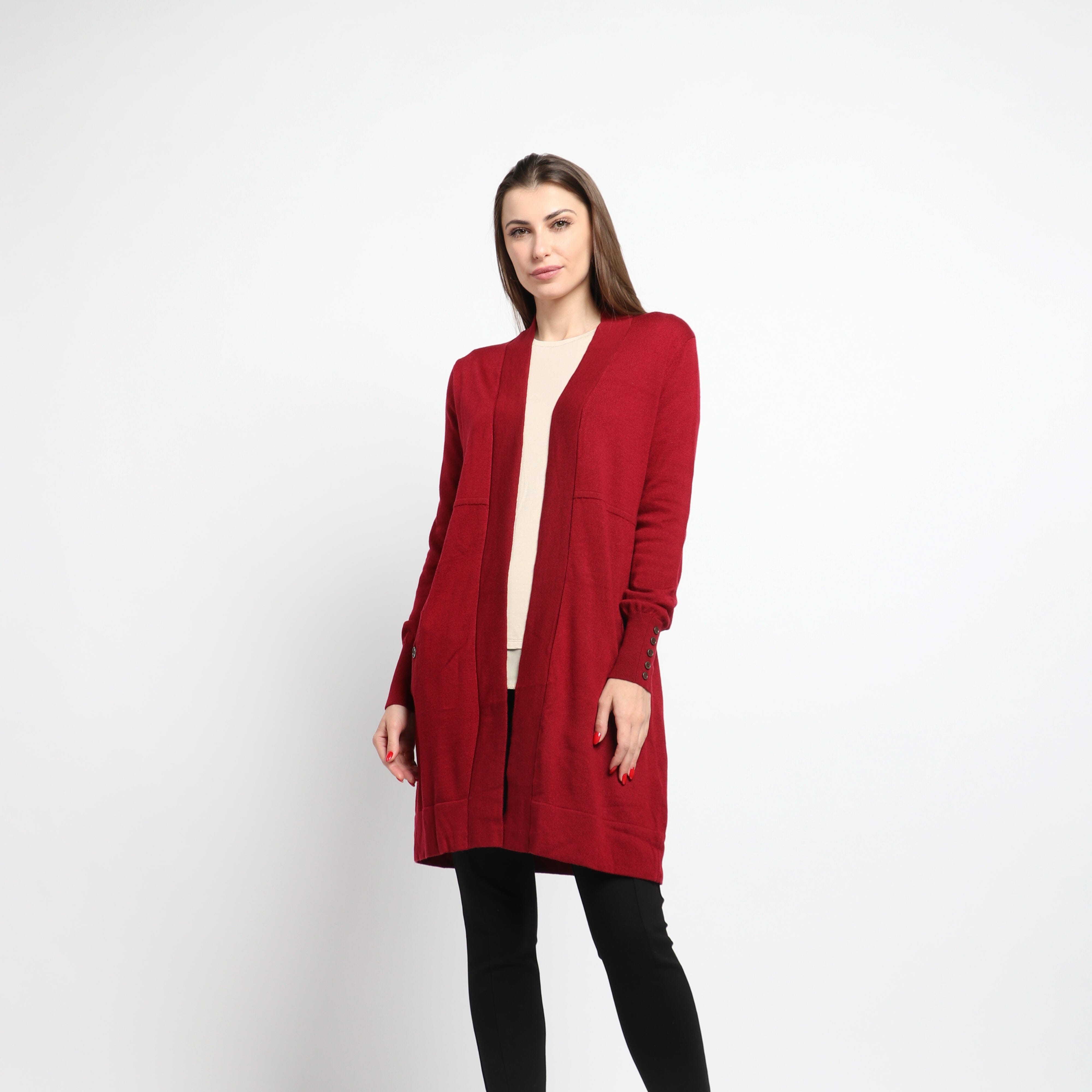 داليدرس كارديجان طويل سادة مزين بأزرار نسائي