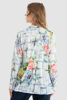 داليدرس كارديجان بنقشة موردة كم طويل نسائي متعدد الألوان