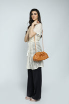 داليدرس كارديجان نص كم شفاف طويل نسائي أوف وايت/ذهبي