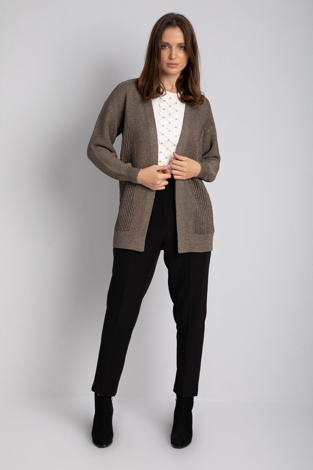 داليدرس كارديجان طويل سادة مفتوح من الأمام نسائي